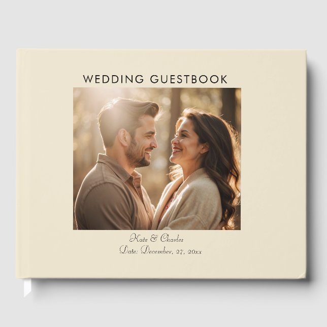 Livro De Visitas Código Qr Personalizado de Foto Moderno Elegante (Frente)