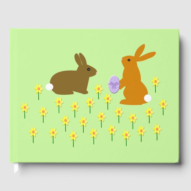 Livro De Visitas Coelhinhos de Páscoa e Daffodils (Frente)