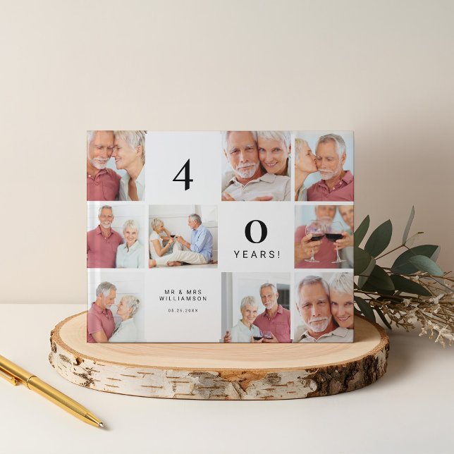 Livro De Visitas Colagem de Fotografias com Várias Grelhas de Anive (Wedding Anniversary Multiple Grid Photo Collage Guest Book)