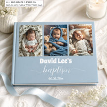Colagem de Fotos de Batismo Moderno Azul Empoeirad