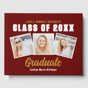 Livro De Visitas Colagem de Fotos Marrom Classe de 2026 Graduação