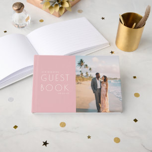 Livro De Visitas Colagem de Fotos Românticas da Praia Rosa