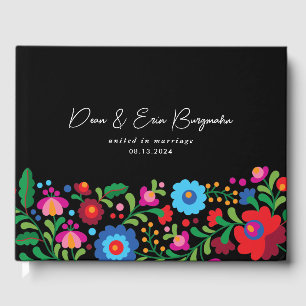 Livro De Visitas Colorido Bordado Mexicano no Casamento Negro