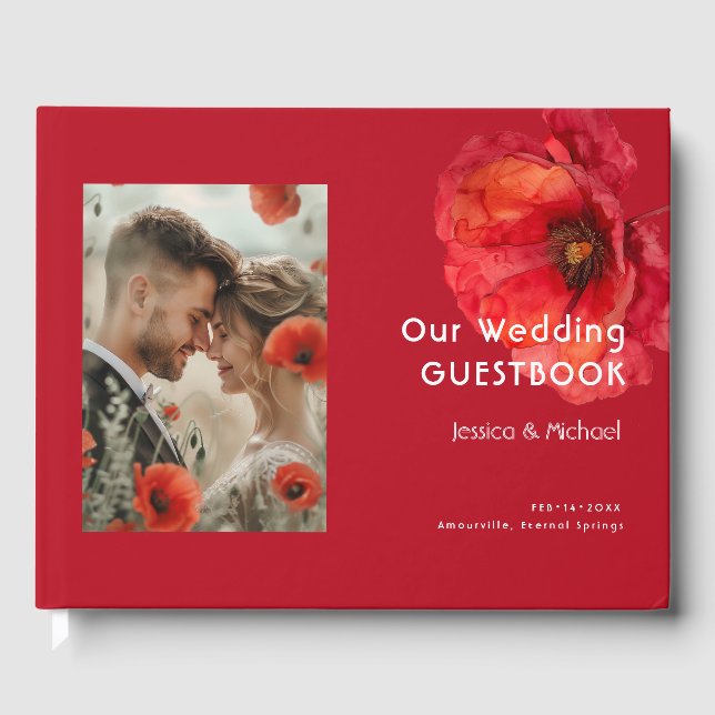 Livro De Visitas Com a foto Escarlet Elegância Petal (Frente)