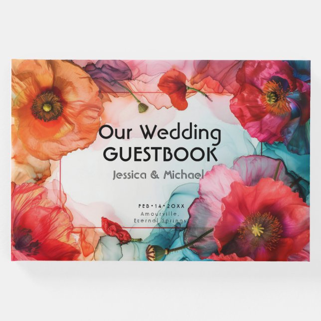 Livro De Visitas Com a foto Escarlet Elegância Petal (Frente)