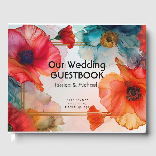 Livro De Visitas Com a foto Escarlet Elegância Petal (Frente)