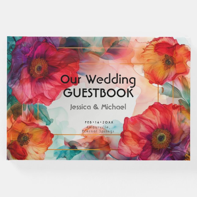 Livro De Visitas Com a foto Escarlet Elegância Petal (Frente)