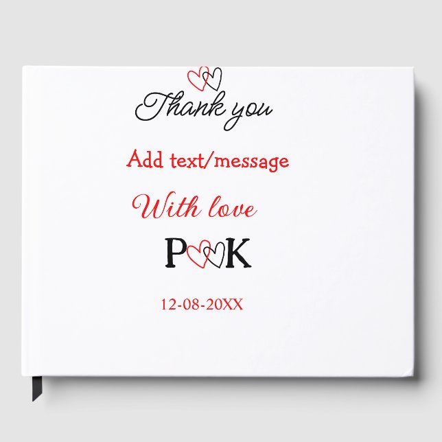 Livro De Visitas Com amor adicione o nome do casal letra obrigado a (Frente)