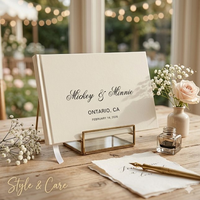 Livro de Visitas com Design de Texto Personalizado (Guest Book with Personalized Custom Text Design)