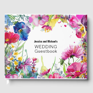 Livro De Visitas Com foto no fundo do Meadow Blooms