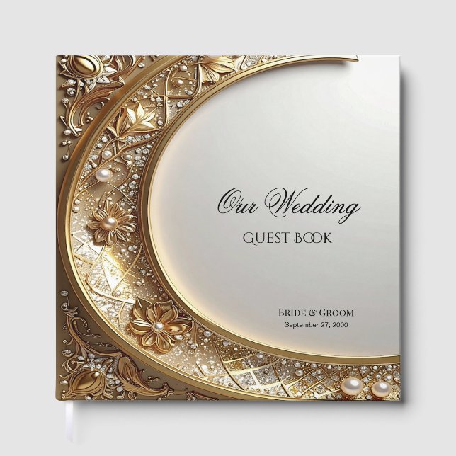 Livro de Visitas com Moldura Dourada Ornamentada (Frente)
