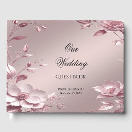 Livro de Visitas com Moldura Floral Rosa Delicada