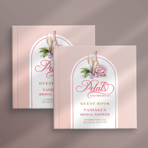 Livro de visitas com pétalas doces e prosecco dour