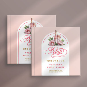 Livro de visitas com pétalas elegantes e prosecco