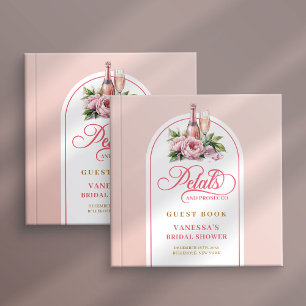 Livro de visitas com pétalas refinadas e prosecco