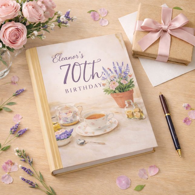 Livro de visitas com tema de chá para aniversário  (Criador carregado)