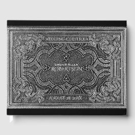 Livro de Visitas com Visual Romântico em Prata Ant