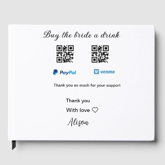 Livro De Visitas Comprar a noiva doação de bebida QR Venmo PayPal (Frente)