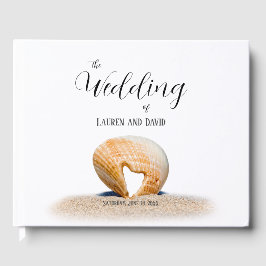 Livro De Visitas Concha com um Coração na areia da Praia,