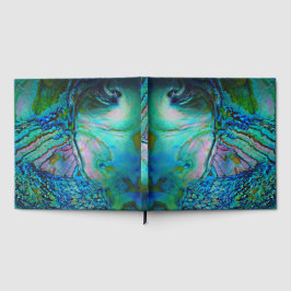 Livro De Visitas Concha de Abalone Turquesa e Azul