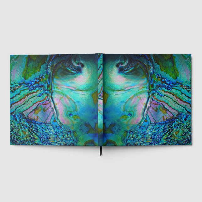Livro De Visitas Concha de Abalone Turquesa e Azul (Completo)