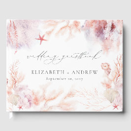 Livro De Visitas Conchas Românticas Corais Vida Subaquática Casamen