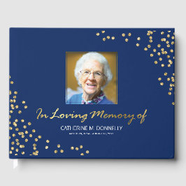 Livro De Visitas Condolência Dourada ao Funeral Azul | Memorial de