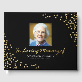 Livro De Visitas Condolências Douradas do Funeral Negro | Memorial