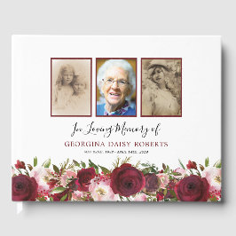 Livro De Visitas Condolências funerárias | 3 Foto Memorial Floral