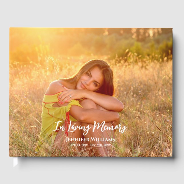 Livro De Visitas Condolências personalizadas Fotografia moderna cal (Frente)