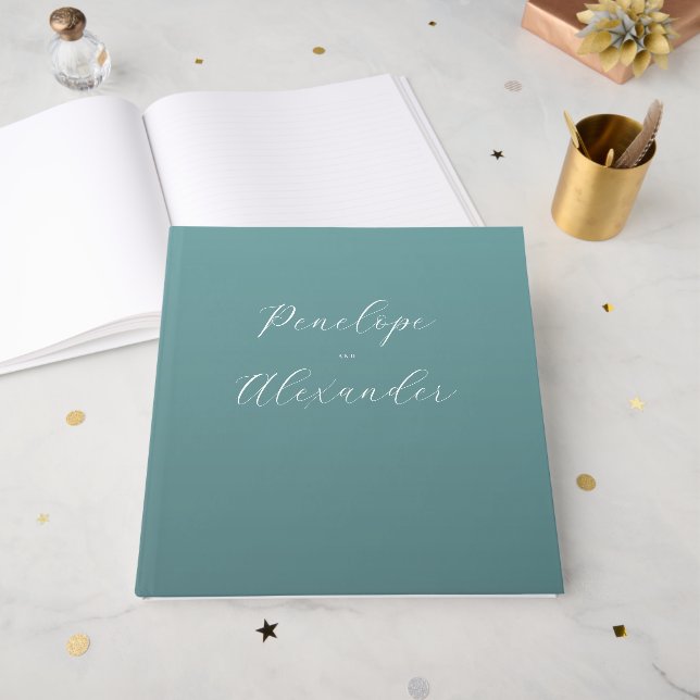 Livro De Visitas Confete de Estrela Azul-Elegante (Frente aberta)