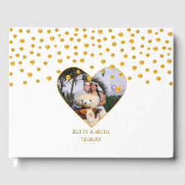 Livro De Visitas Confete Dourado Personalizado em Branco