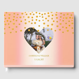 Livro De Visitas Confete Dourado Personalizado sobre Rose Gold