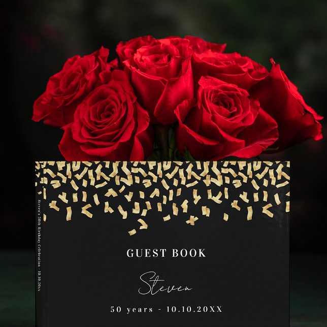 Livro De Visitas confete ouro preto festa de aniversário (Criador carregado)