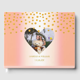 Livro De Visitas Confetti Dourado personalizado no Rosa Dourado