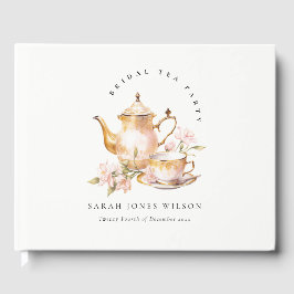 Livro De Visitas Conjunto de Chá Floral em Ouro Rosa para Chá de No