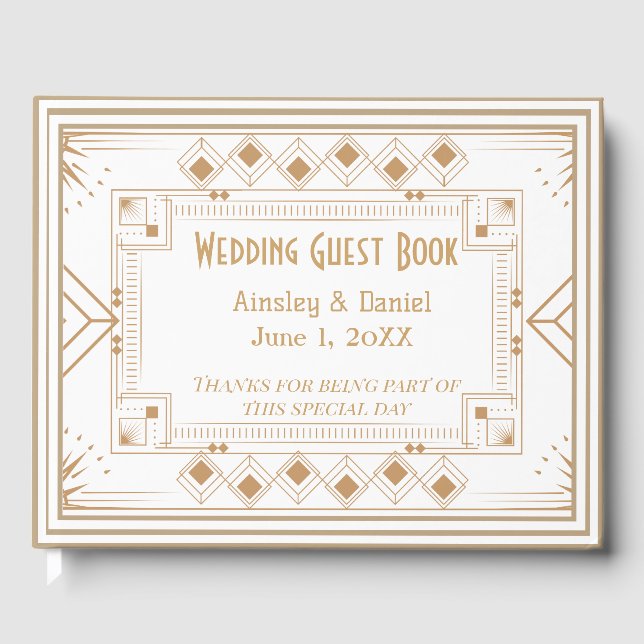 Livro De Visitas Contemporary Personalized Wedding Guest Book (Frente)