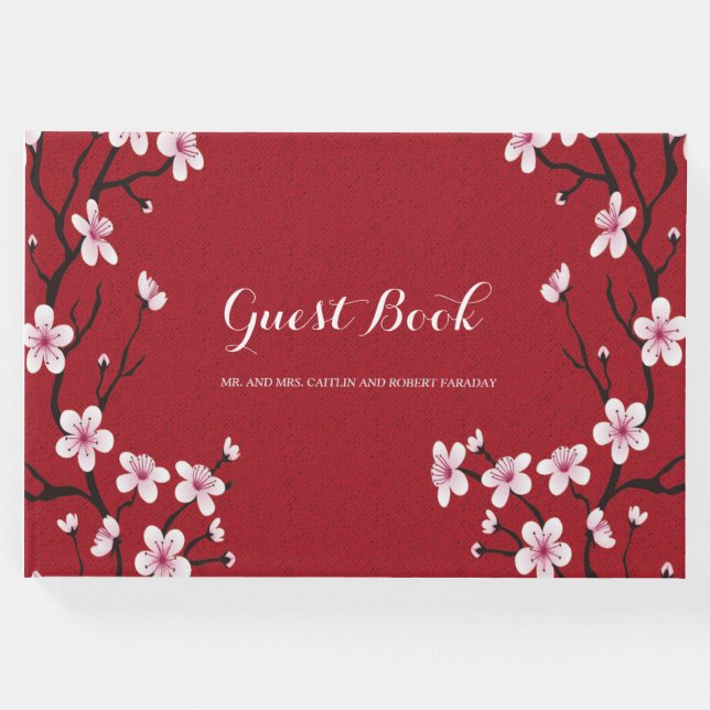 Livro De Visitas Convidado de Casamento Cherry Blossom (Frente)