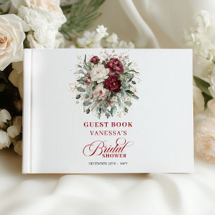 Livro De Visitas Convidado de Chuveiro Nupcial Floral Ouro Refined