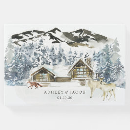 Livro De Visitas Convidado Rustic Winter Mountain
