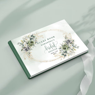 Livro De Visitas Convidados de Chá de Noiva Boho Dusty Green Eucaly