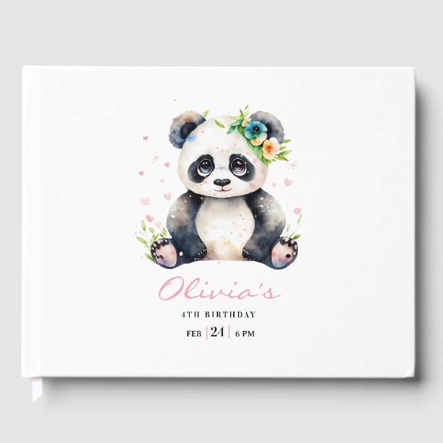 Livro De Visitas Convite de Aniversário Panda, Convite de Aniversár (Frente)