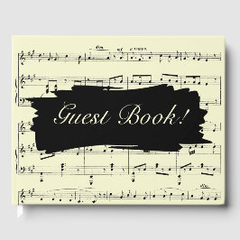 Livro De Visitas Convite de Casamento de Música Amarela e Preta Mod
