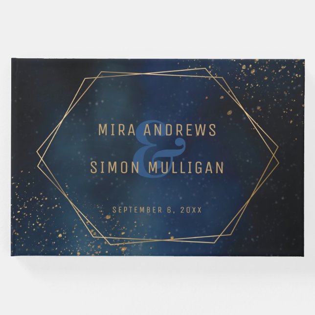 Livro De Visitas Convite de Casamento Galáxia ouro (Frente)