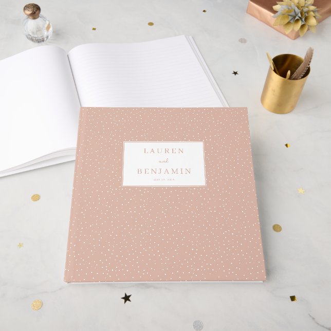 Livro De Visitas Convite Elegante com Ponto Rosa (Frente aberta)