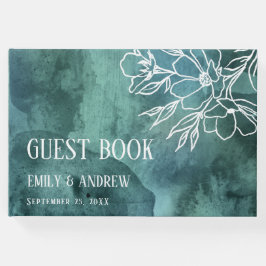 Livro De Visitas Convite minimalista de magnólia em aquarela