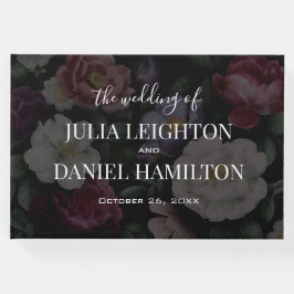 Livro De Visitas Convite Moderno para Casamento Floral Escuro