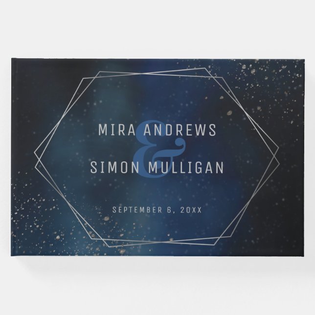 Livro De Visitas Convite para Casamento de Galáxia Silver (Frente)