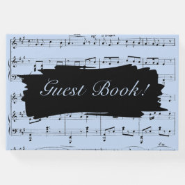 Livro De Visitas Convite para Casamento de Música Negra e Azul Mode
