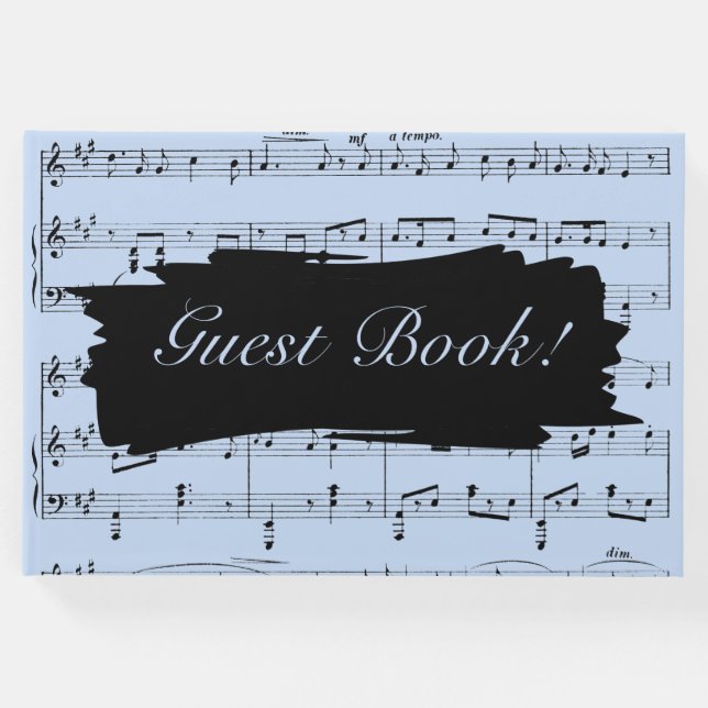 Livro De Visitas Convite para Casamento de Música Negra e Azul Mode (Frente)